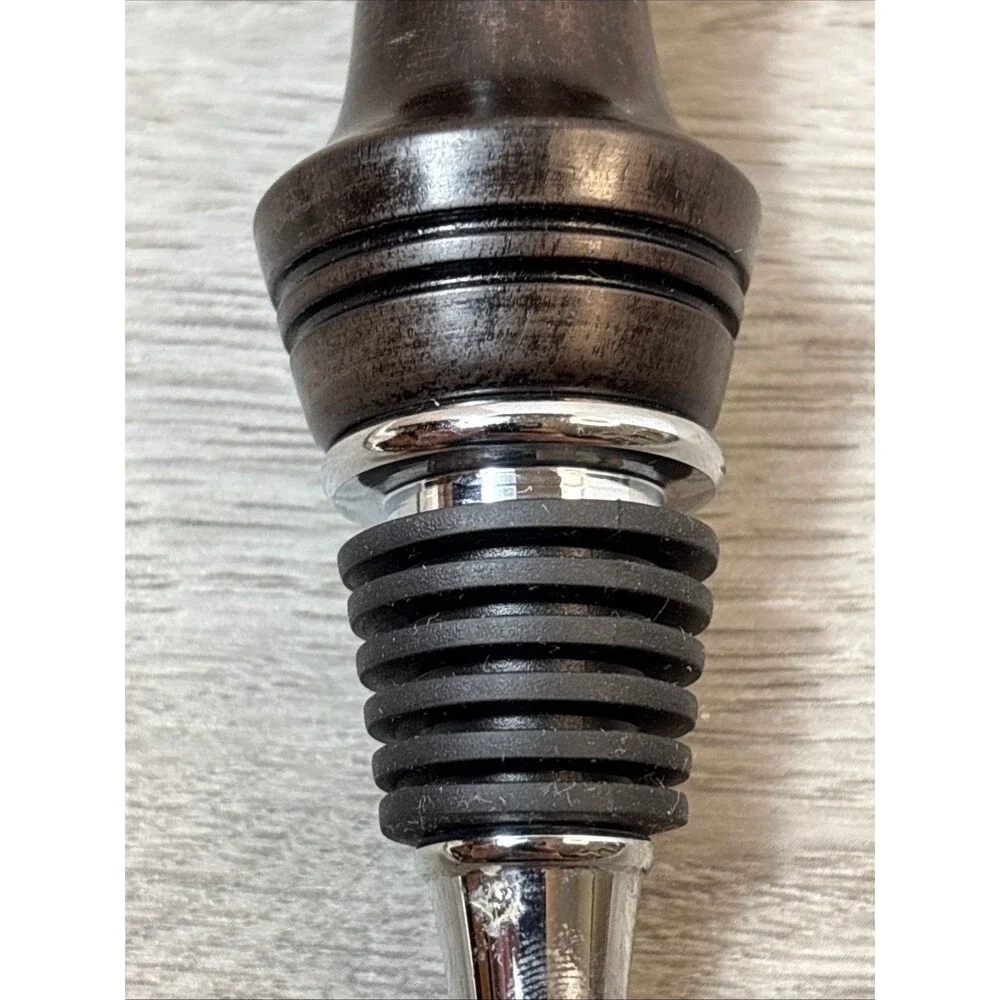 United States Army Wine Bottle Stopper Dark Wood Top Metal Bottom Military